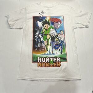 Hunter X Hunter Mens White Anime Graphic Print Round Neck T-Shirt Size Medium